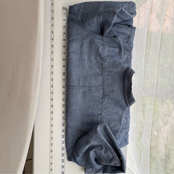 Chico's Chambray Linen Blend Shirt Tunic Size 16 Utility Style Coastal - Picture 10 of 13